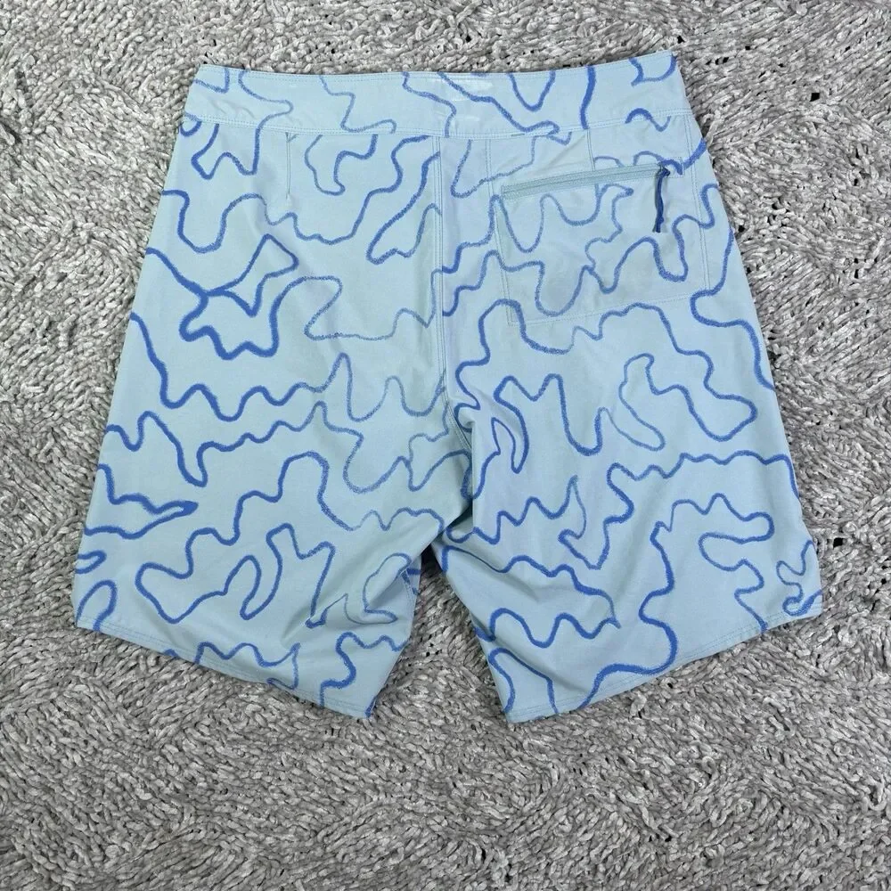 Patagonia Stretch Hydropeak Gerry Lopez Board Shorts Mens 30 Baby Blue Summer